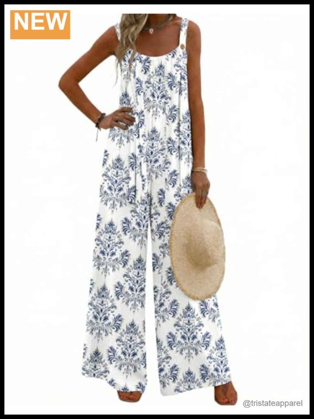 Ekouaer Women's Boho Overalls Loose Fit Wide Leg Jumpsuit with Pockets